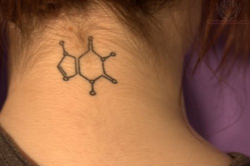 Molecule Tattoo On Back Neck